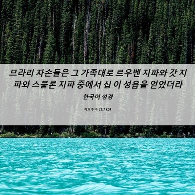 Picture 06 - 여호수아 21:7 KOR - 므라리 자손들은 그 가족대로 르우벤 - Bible Verse Picture