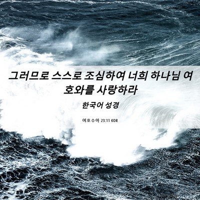 Picture 06 - 여호수아 23:11 KOR - 그러므로 스스로 조심하여 너희 - Bible Verse Picture