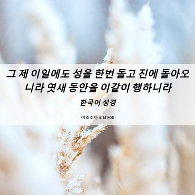 Picture 06 - 여호수아 6:14 KOR - 그 제 이일에도 성을 한번 돌고 진에 - Bible Verse Picture