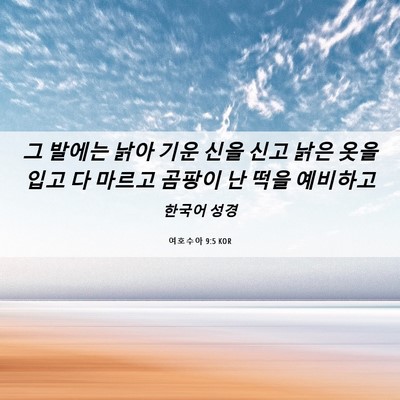 Picture 06 - 여호수아 9:5 KOR - 그 발에는 낡아 기운 신을 신고 낡은 - Bible Verse Picture