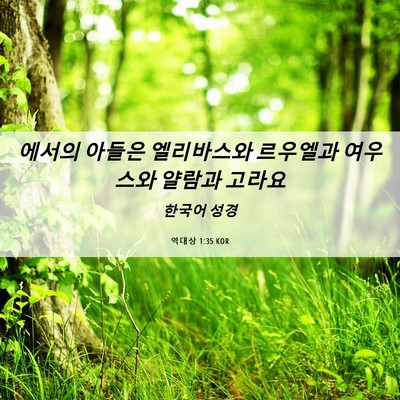 Picture 06 - 역대상 1:35 KOR - 에서의 아들은 엘리바스와 르우엘과 - Bible Verse Picture