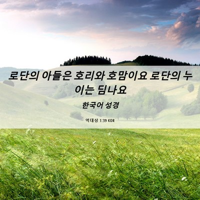 Picture 06 - 역대상 1:39 KOR - 로단의 아들은 호리와 호맘이요 - Bible Verse Picture