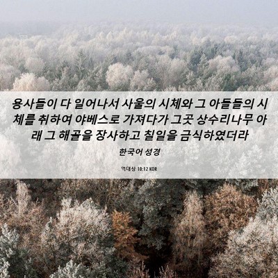 Picture 06 - 역대상 10:12 KOR - 용사들이 다 일어나서 사울의 시체와 - Bible Verse Picture