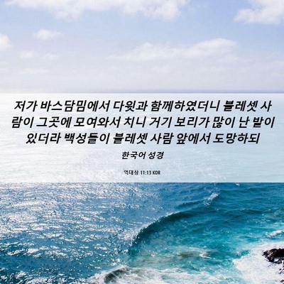 Picture 06 - 역대상 11:13 KOR - 저가 바스담밈에서 다윗과 - Bible Verse Picture