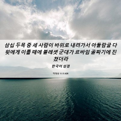 Picture 06 - 역대상 11:15 KOR - 삼십 두목 중 세 사람이 바위로 - Bible Verse Picture