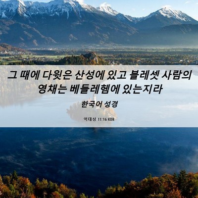 Picture 06 - 역대상 11:16 KOR - 그 때에 다윗은 산성에 있고 블레셋 - Bible Verse Picture