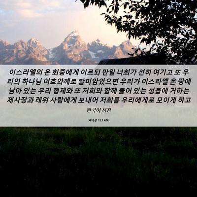 Picture 06 - 역대상 13:2 KOR - 이스라엘의 온 회중에게 이르되 만일 - Bible Verse Picture
