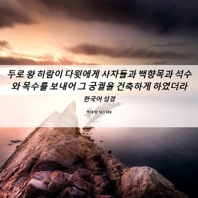 Picture 06 - 역대상 14:1 KOR - 두로 왕 히람이 다윗에게 사자들과 - Bible Verse Picture