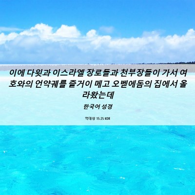 Picture 06 - 역대상 15:25 KOR - 이에 다윗과 이스라엘 장로들과 - Bible Verse Picture