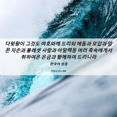 Picture 06 - 역대상 18:11 KOR - 다윗왕이 그것도 여호와께 드리되 - Bible Verse Picture