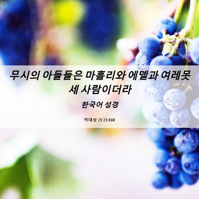 Picture 06 - 역대상 23:23 KOR - 무시의 아들들은 마흘리와 에델과 - Bible Verse Picture