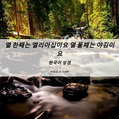 Picture 06 - 역대상 24:12 KOR - 열 한째는 엘리아십이요 열 둘째는 - Bible Verse Picture