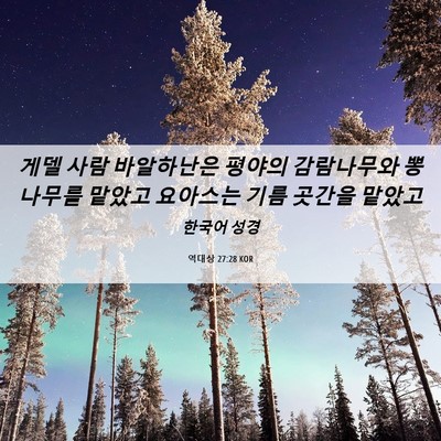 Picture 06 - 역대상 27:28 KOR - 게델 사람 바알하난은 평야의 - Bible Verse Picture