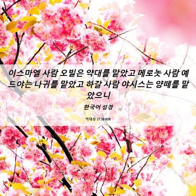 Picture 06 - 역대상 27:30 KOR - 이스마엘 사람 오빌은 약대를 맡았고 - Bible Verse Picture
