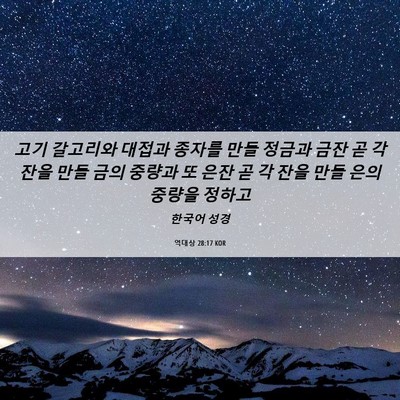 Picture 06 - 역대상 28:17 KOR - 고기 갈고리와 대접과 종자를 만들 - Bible Verse Picture