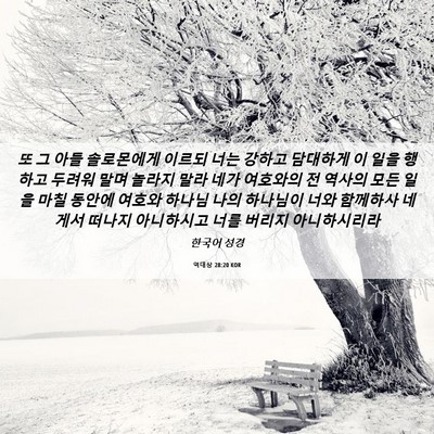 Picture 06 - 역대상 28:20 KOR - 또 그 아들 솔로몬에게 이르되 너는 - Bible Verse Picture
