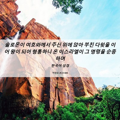 Picture 06 - 역대상 29:23 KOR - 솔로몬이 여호와께서 주신 위에 앉아 - Bible Verse Picture
