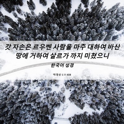 Picture 06 - 역대상 5:11 KOR - 갓 자손은 르우벤 사람을 마주 - Bible Verse Picture