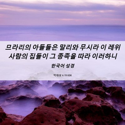 Picture 06 - 역대상 6:19 KOR - 므라리의 아들들은 말리와 무시라 이 - Bible Verse Picture