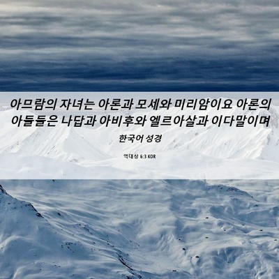 Picture 06 - 역대상 6:3 KOR - 아므람의 자녀는 아론과 모세와 - Bible Verse Picture