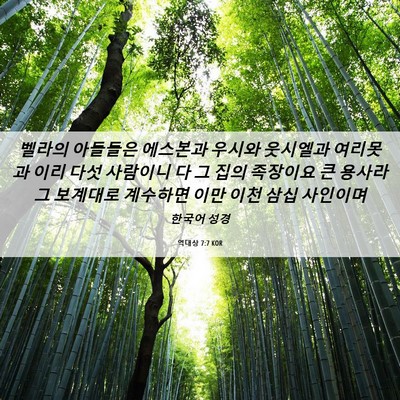 Picture 06 - 역대상 7:7 KOR - 벨라의 아들들은 에스본과 우시와 - Bible Verse Picture