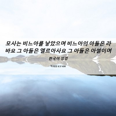 Picture 06 - 역대상 8:37 KOR - 모사는 비느아를 낳았으며 비느아의 - Bible Verse Picture
