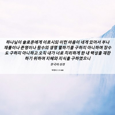 Picture 06 - 역대하 1:11 KOR - 하나님이 솔로몬에게 이르시되 이런 - Bible Verse Picture
