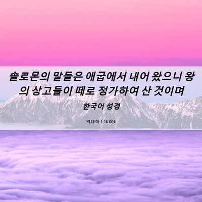Picture 06 - 역대하 1:16 KOR - 솔로몬의 말들은 애굽에서 내어 - Bible Verse Picture