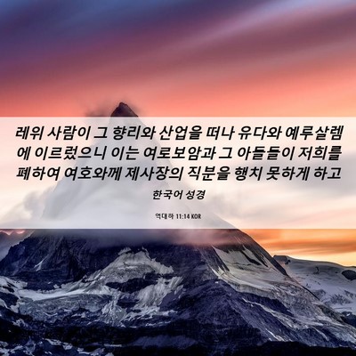 Picture 06 - 역대하 11:14 KOR - 레위 사람이 그 향리와 산업을 떠나 - Bible Verse Picture