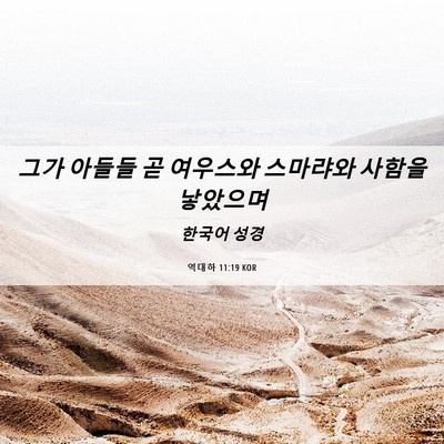 Picture 06 - 역대하 11:19 KOR - 그가 아들들 곧 여우스와 스마랴와 - Bible Verse Picture