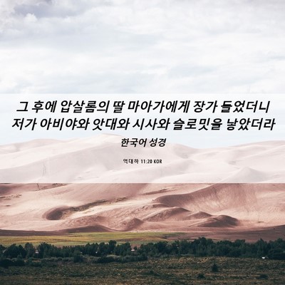 Picture 06 - 역대하 11:20 KOR - 그 후에 압살롬의 딸 마아가에게 - Bible Verse Picture