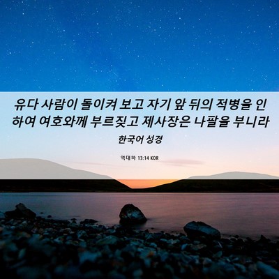 Picture 06 - 역대하 13:14 KOR - 유다 사람이 돌이켜 보고 자기 앞 - Bible Verse Picture