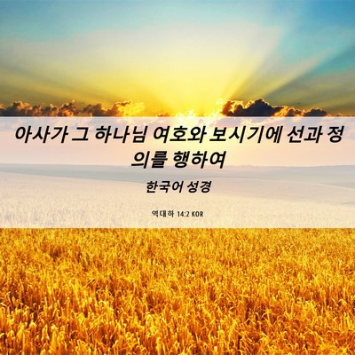 Picture 06 - 역대하 14:2 KOR - 아사가 그 하나님 여호와 보시기에 - Bible Verse Picture
