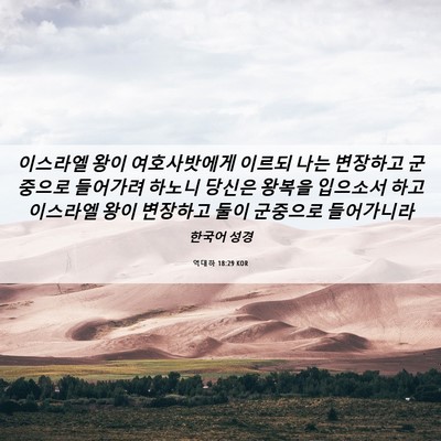 Picture 06 - 역대하 18:29 KOR - 이스라엘 왕이 여호사밧에게 이르되 - Bible Verse Picture