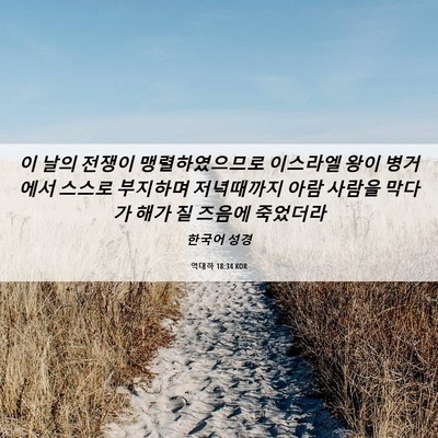 Picture 06 - 역대하 18:34 KOR - 이 날의 전쟁이 맹렬하였으므로 - Bible Verse Picture