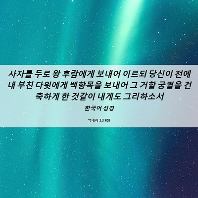 Picture 06 - 역대하 2:3 KOR - 사자를 두로 왕 후람에게 보내어 - Bible Verse Picture