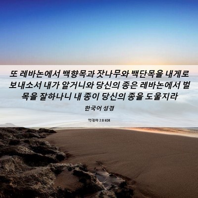 Picture 06 - 역대하 2:8 KOR - 또 레바논에서 백향목과 잣나무와 - Bible Verse Picture
