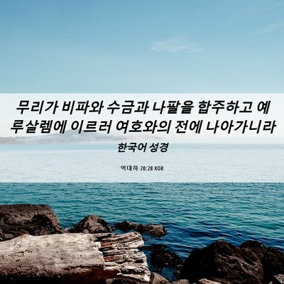 Picture 06 - 역대하 20:28 KOR - 무리가 비파와 수금과 나팔을 - Bible Verse Picture