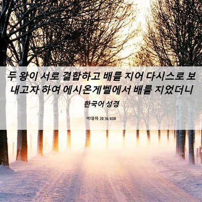 Picture 06 - 역대하 20:36 KOR - 두 왕이 서로 결합하고 배를 지어 - Bible Verse Picture