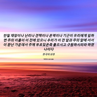Picture 06 - 역대하 20:9 KOR - 만일 재앙이나 난리나 견책이나 - Bible Verse Picture