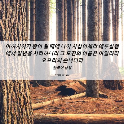 Picture 06 - 역대하 22:2 KOR - 아하시야가 왕이 될 때에 나이 - Bible Verse Picture