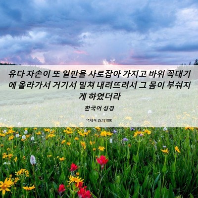 Picture 06 - 역대하 25:12 KOR - 유다 자손이 또 일만을 사로잡아 - Bible Verse Picture
