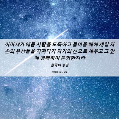 Picture 06 - 역대하 25:14 KOR - 아마샤가 에돔 사람을 도륙하고 - Bible Verse Picture