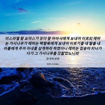 Picture 06 - 역대하 25:18 KOR - 이스라엘 왕 요아스가 유다 왕 - Bible Verse Picture