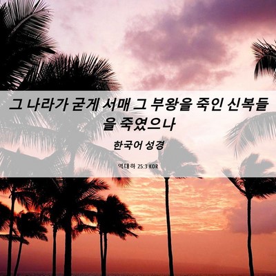 Picture 06 - 역대하 25:3 KOR - 그 나라가 굳게 서매 그 부왕을 죽인 - Bible Verse Picture
