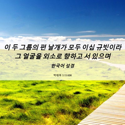 Picture 06 - 역대하 3:13 KOR - 이 두 그룹의 편 날개가 모두 이십 - Bible Verse Picture
