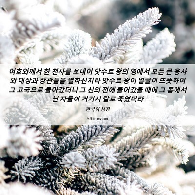Picture 06 - 역대하 32:21 KOR - 여호와께서 한 천사를 보내어 앗수르 - Bible Verse Picture