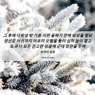 Picture 06 - 역대하 33:14 KOR - 그 후에 다윗성 밖 기혼 서편 골짜기 - Bible Verse Picture