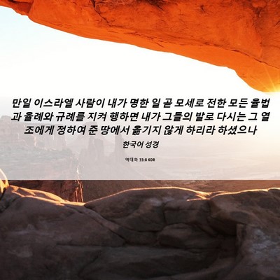 Picture 06 - 역대하 33:8 KOR - 만일 이스라엘 사람이 내가 명한 일 - Bible Verse Picture