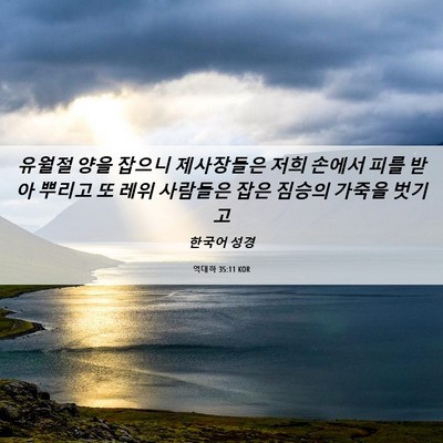 Picture 06 - 역대하 35:11 KOR - 유월절 양을 잡으니 제사장들은 저희 - Bible Verse Picture